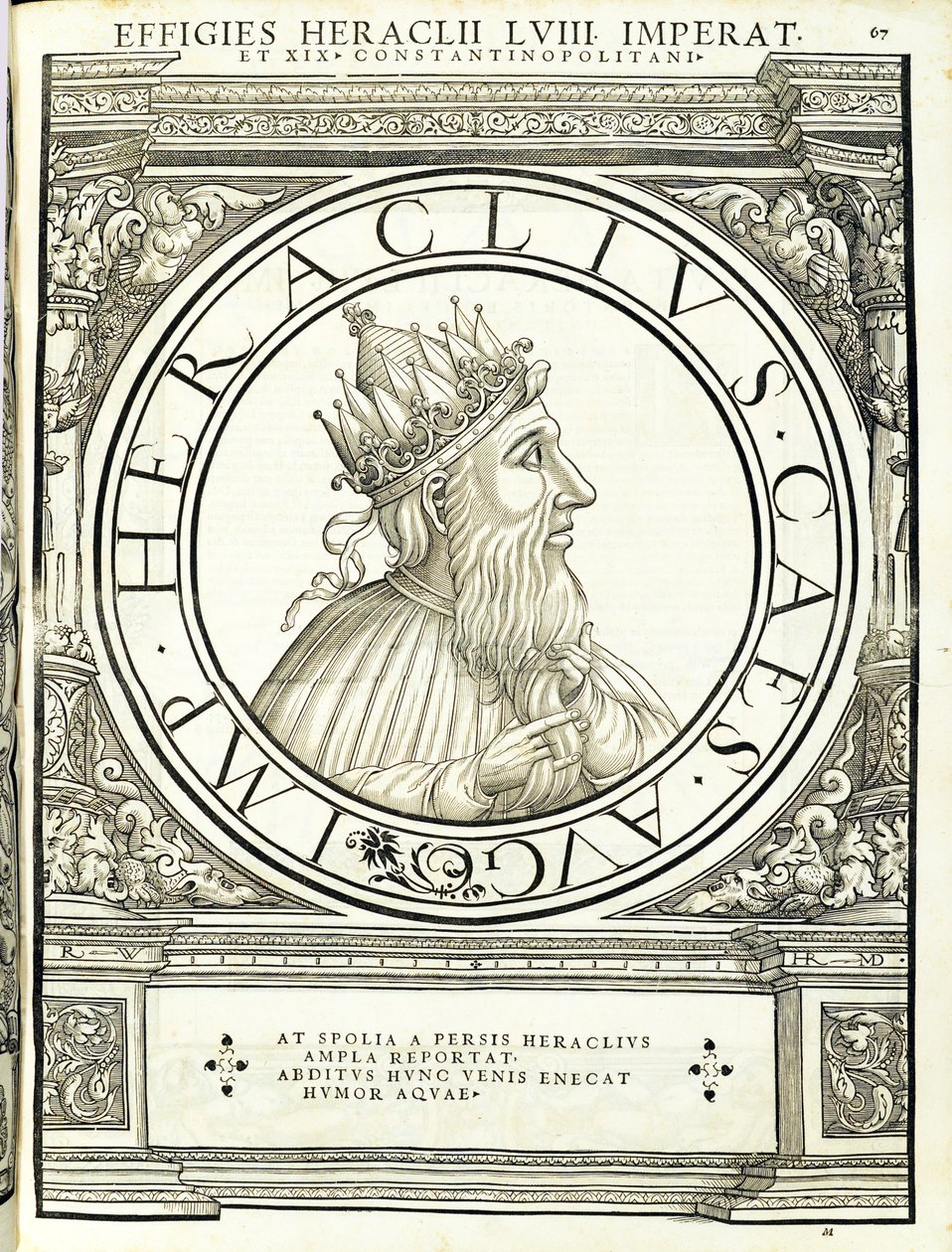 Ileraclius ، من القائد العام للشرق الأوسط الروماني والغرب بالصور الحقيقية للعملات القديمة ، نقش رودولف ويسنباخ ، طبعه أندرياس جيسنر ، زيورخ ، 1 بواسطة هانز رودولف مانويل جيرمان