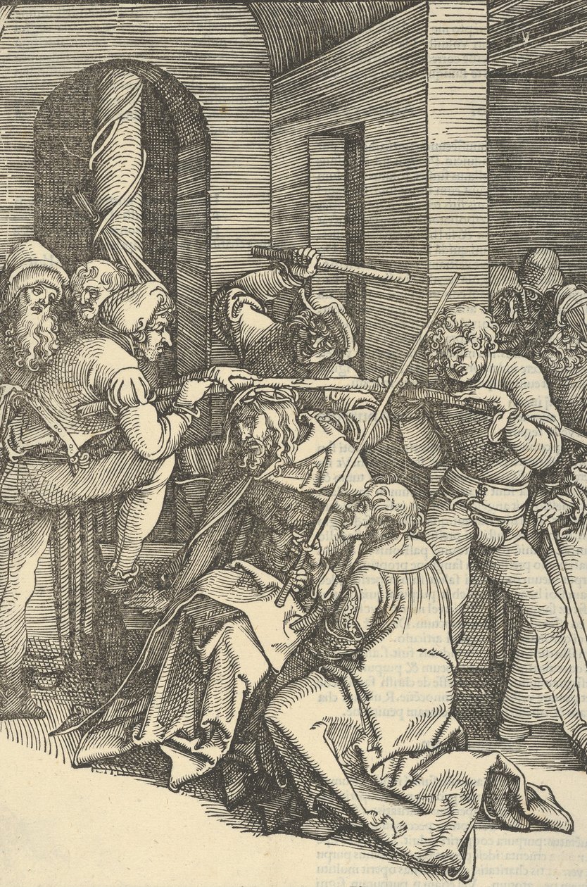 المسيح مُتوج بالشوك ، من مرآة آلام ربنا يسوع المسيح ، 1507 بواسطة هانز شوفلين الأكبر