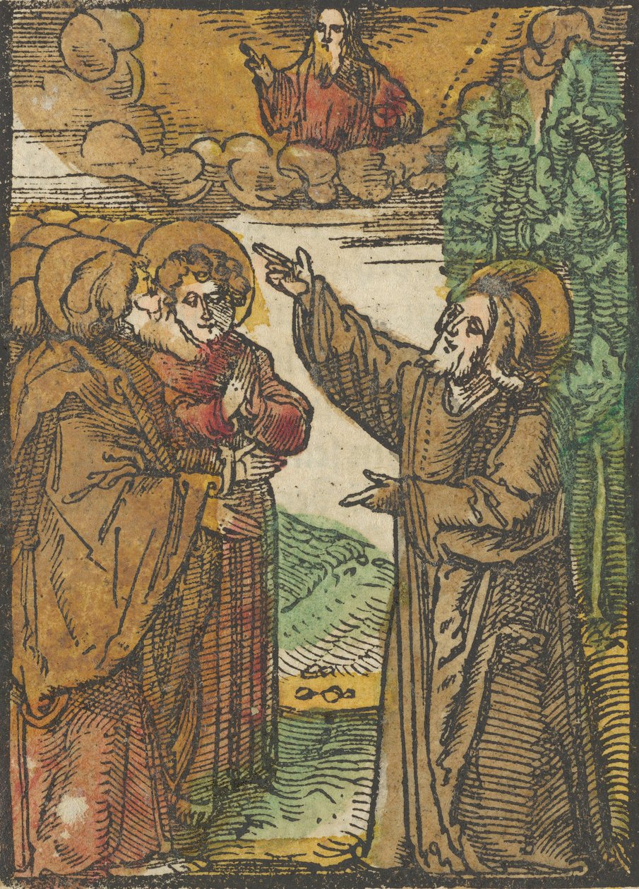المسيح يتحدث عن عودته إلى الأب ، من Das Plenarium ، 1517. بواسطة هانز شوفلين الأكبر
