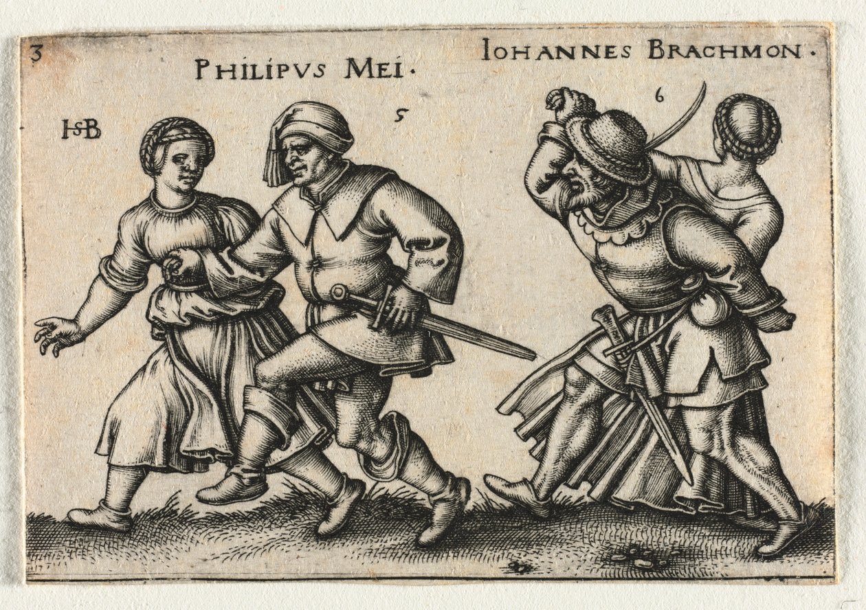عرس الفلاحين أو الاثني عشر شهرًا: 5-Philipus Mei 6-Johannes Brachmon ، 1546. بواسطة هانز سيبالد بهام