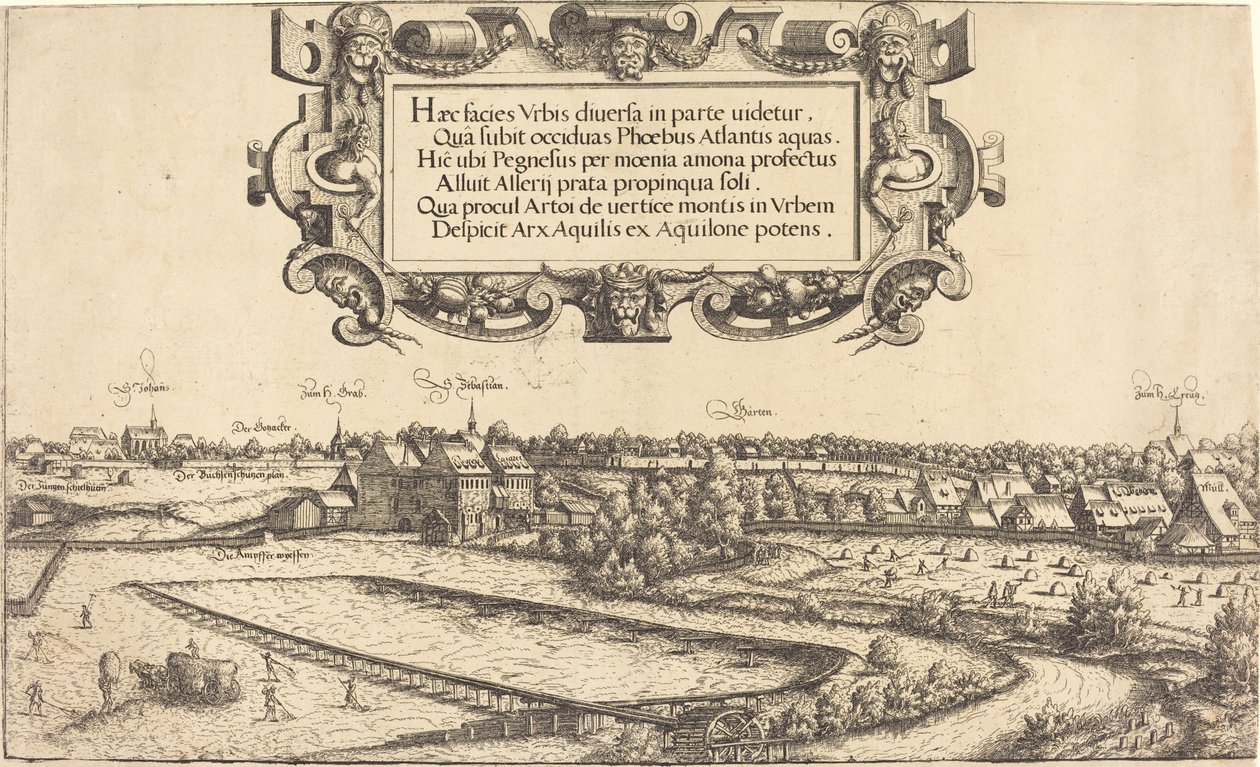 منظر لنورمبرغ من الغرب [القسم الأيسر] ، 1552. بواسطة هانز سيبالد لوتنساك