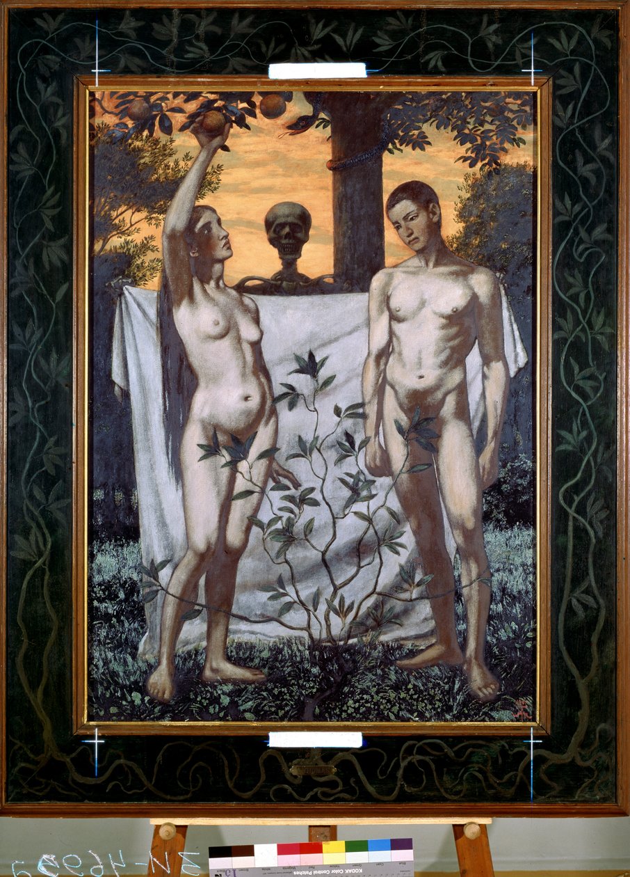 آدم وحواء (آدم وحواء). رسم هانز توما (1839-1924). زيت على قماش بواسطة هانز توما