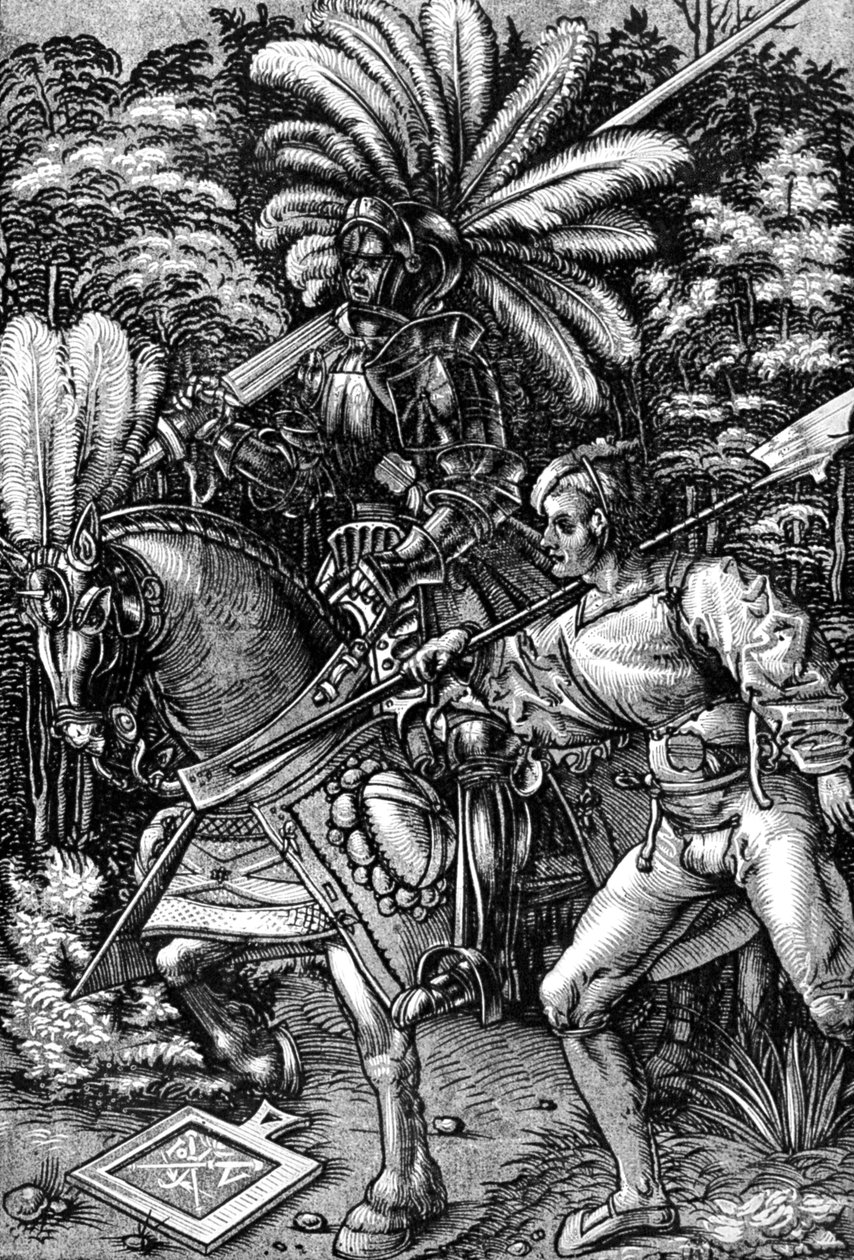 "Knight and Squire" ، أوائل القرن السادس عشر ، 1929 بواسطة هانز فيشتلين الأكبر