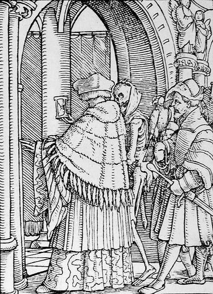 الموت والشريعة ، من رقصة الموت ، نقشهما هانز لوتزلبرغر ، c.1538 بواسطة هانز بعد هولبين الأصغر