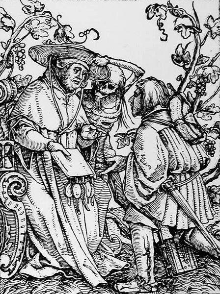 الموت والكاردينال ، من رقصة الموت ، نقش هانز لوتزلبرغر ، c.1538 بواسطة هانز بعد هولبين الأصغر