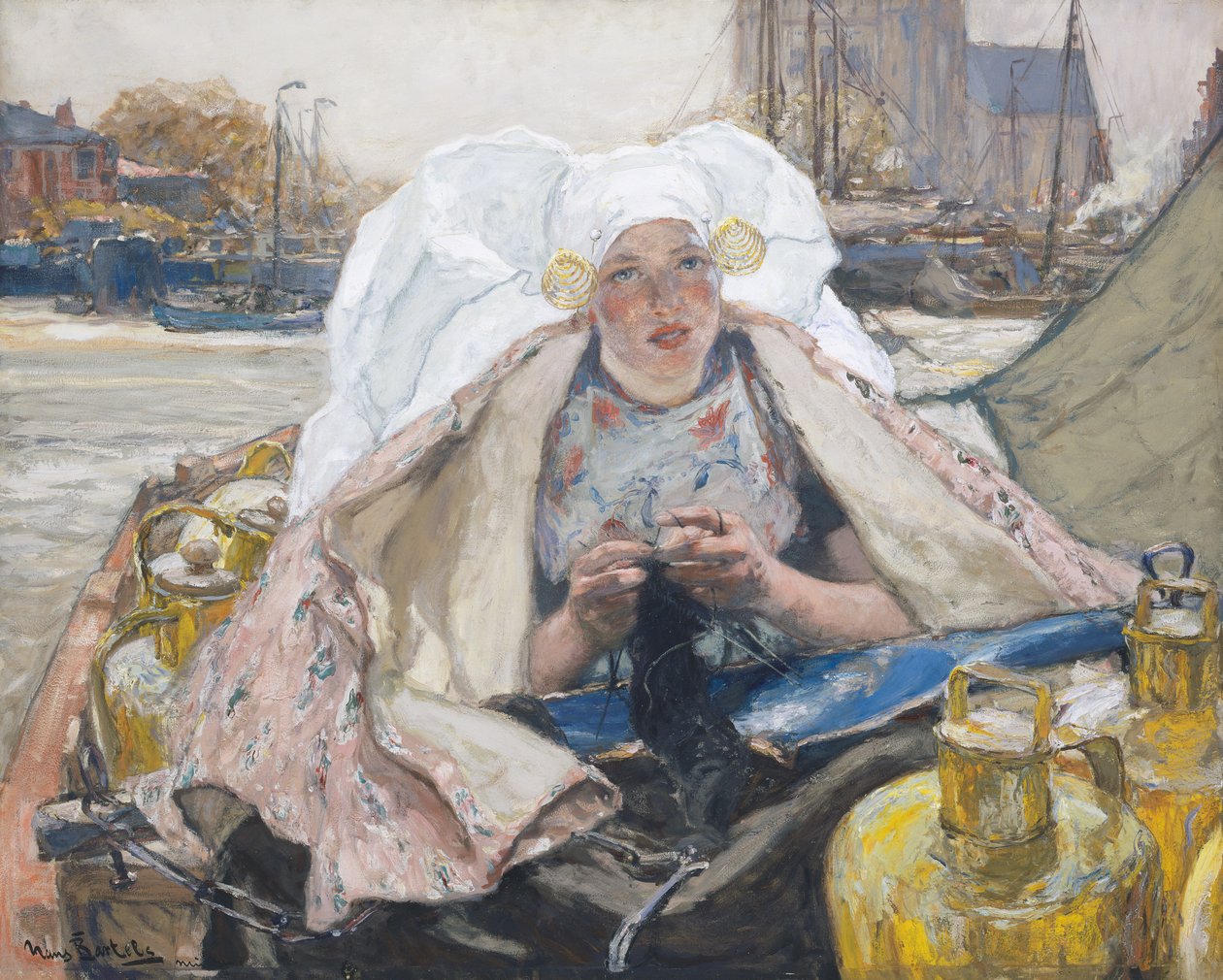 Milkmaid of Dordrecht ، حوالي 1900 (زيت على قماش) بواسطة هانز فون بارتلز