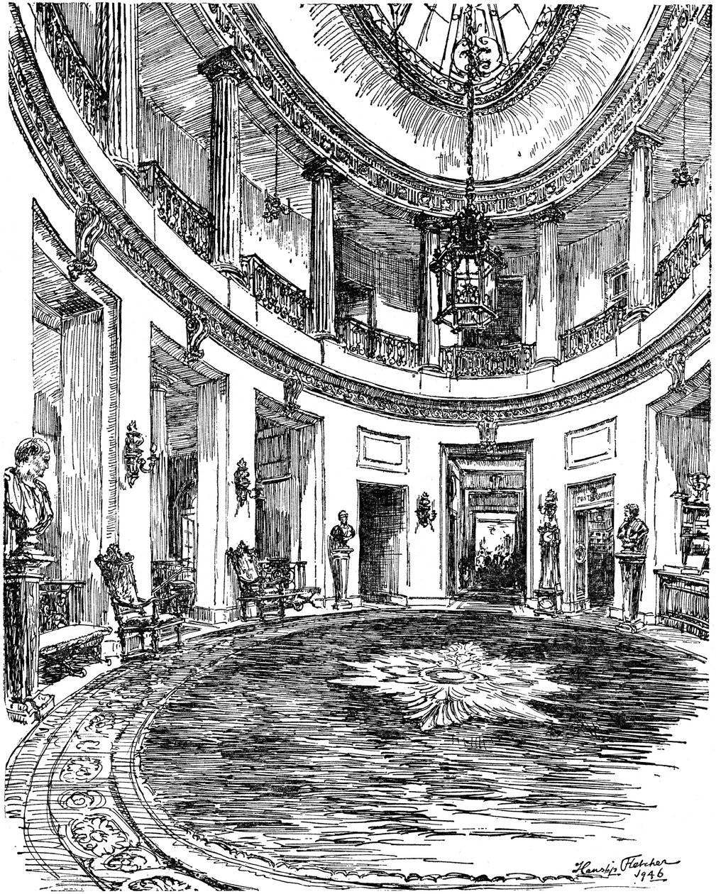 قاعة مدخل نادي RAC ، Pall Mall ، لندن ، 1946 بواسطة هانسليب فليتشر