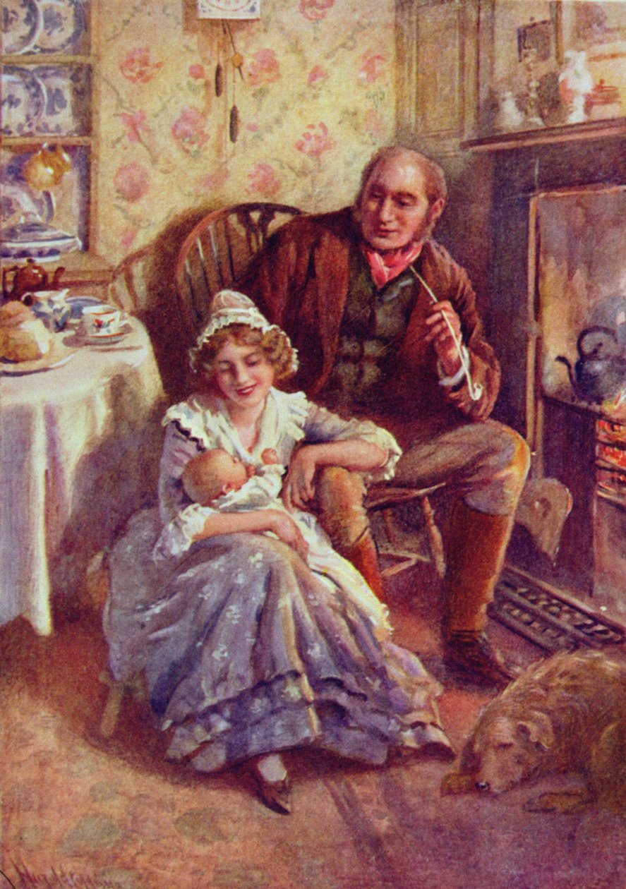 John and Dot Peerybingle ، رسم توضيحي لـ "رسومات شخصية من ديكنز" من إعداد BW Matz ، 1924 بواسطة هارولد كبينج