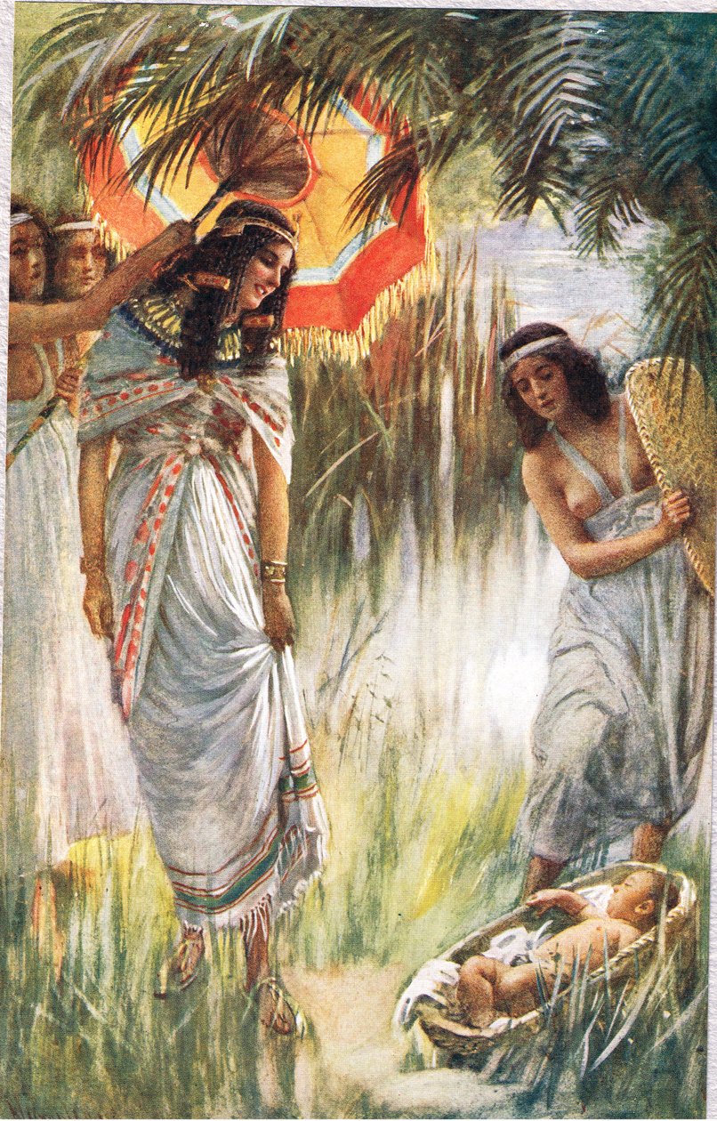 ابنة فرعون ، رسم توضيحي من "نساء الكتاب المقدس" ، نشرته جمعية المسالك الدينية ، 1927 بواسطة هارولد كبينج
