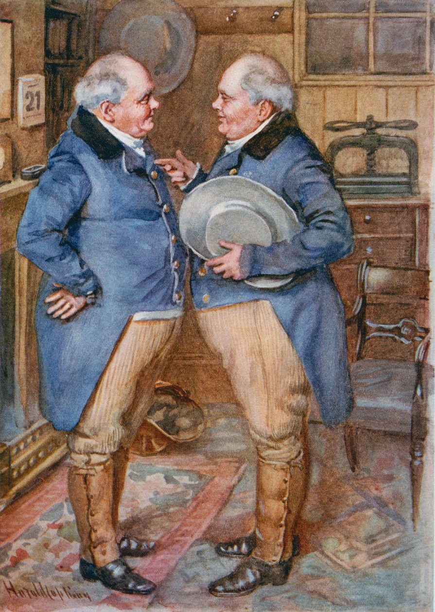 الأخوان Cheeryble ، رسم توضيحي لـ "اسكتشات من ديكنز" بقلم بي دبليو ماتز ، 1924 بواسطة هارولد كبينج