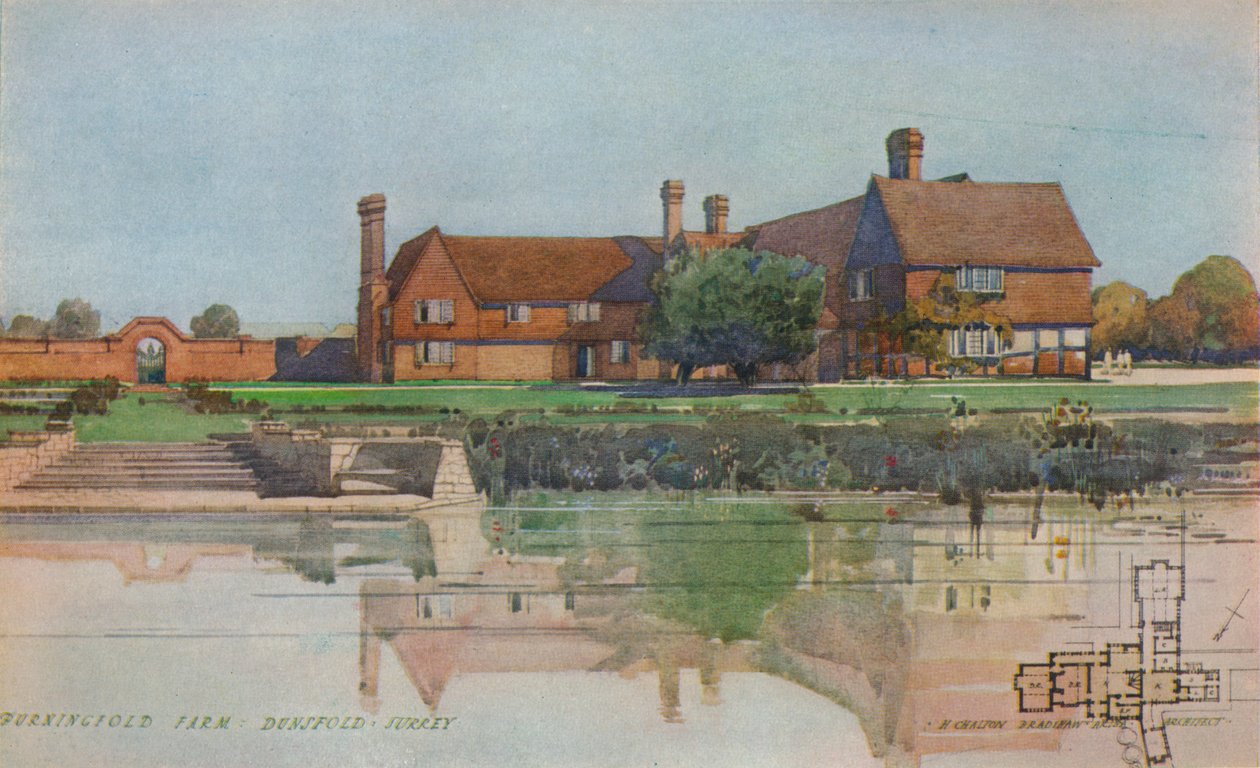 مزرعة Burningfold ، Dunsfold ، Surrey ، c1923 بواسطة هارولد شالتون برادشو