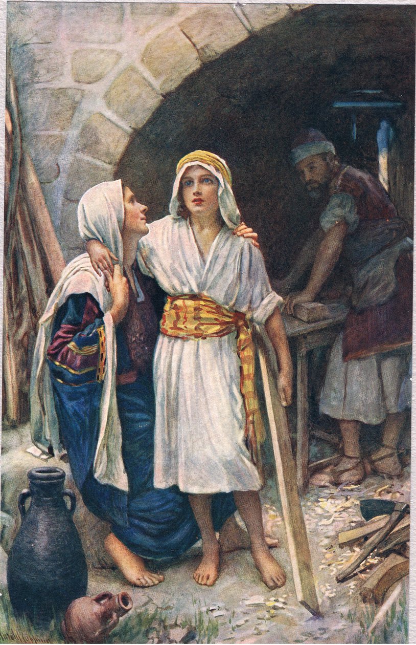 مريم ويسوع ، رسم توضيحي من "نساء الكتاب المقدس" ، نشرته جمعية المسالك الدينية بواسطة هارولد كبينج