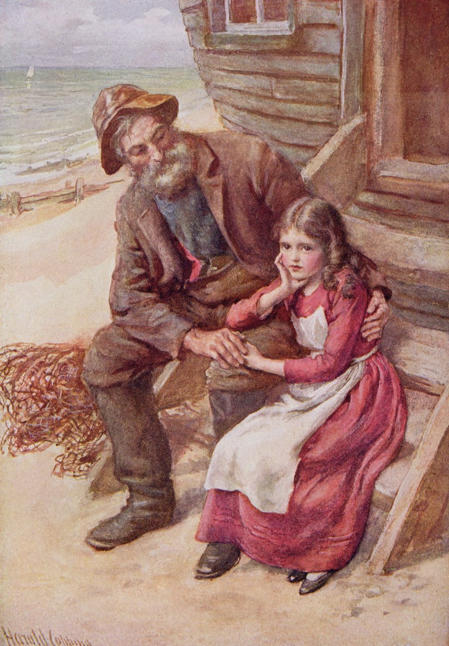 Peggotty و Little Emily ، رسم توضيحي لـ "رسومات شخصية من ديكنز" من إعداد BW Matz بواسطة هارولد كبينج