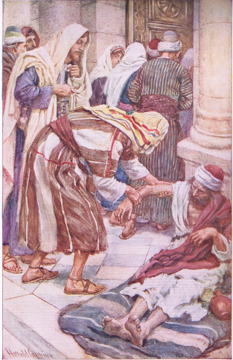 بيتر ويعقوب عند البوابة الجميلة ، صورة من الصور التي تعلم سلسلة التاج ، 1920 بواسطة هارولد كبينج