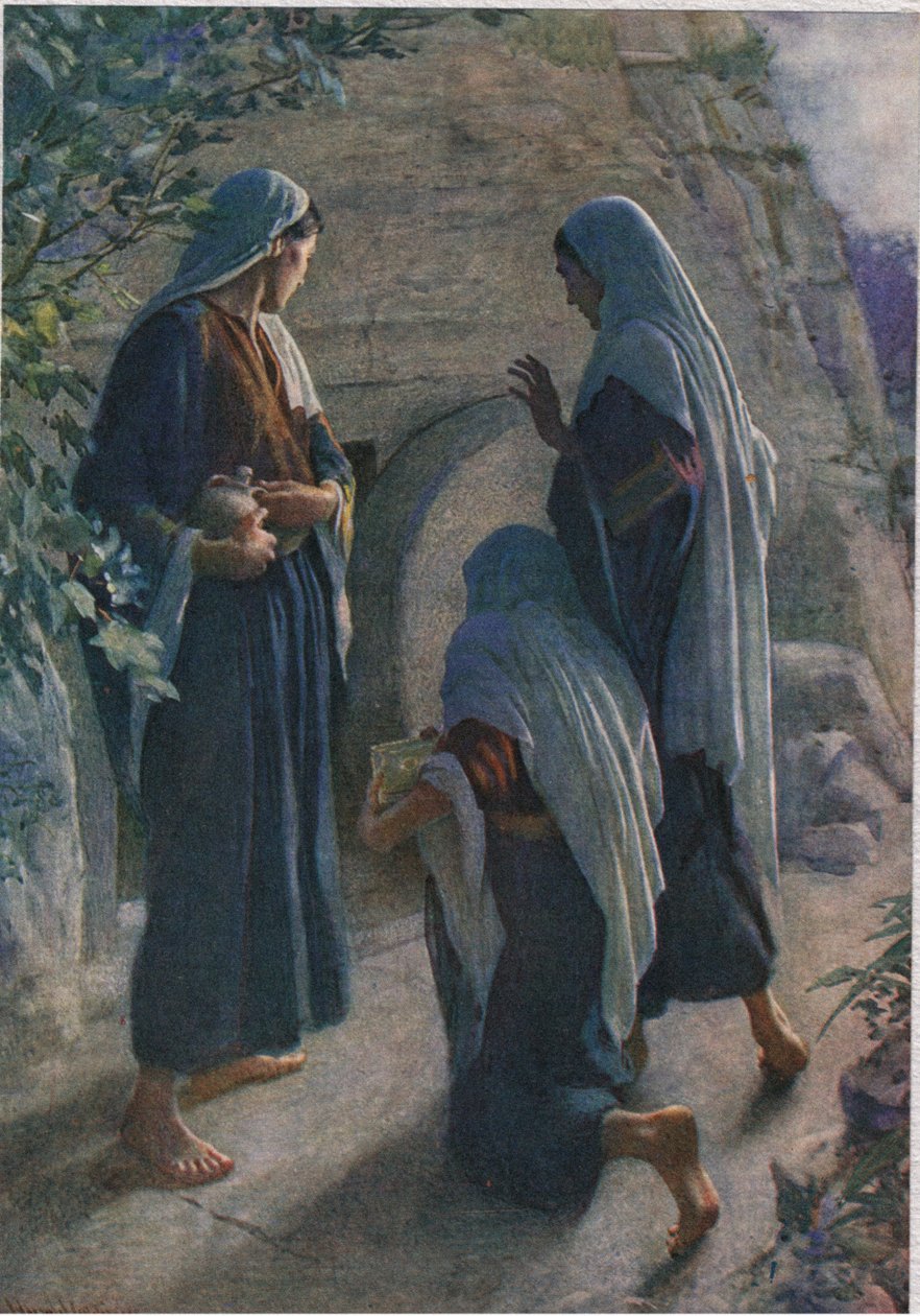 نساء القبر ، رسم توضيحي من "نساء الكتاب المقدس" ، نشرته جمعية المسالك الدينية بواسطة هارولد كبينج