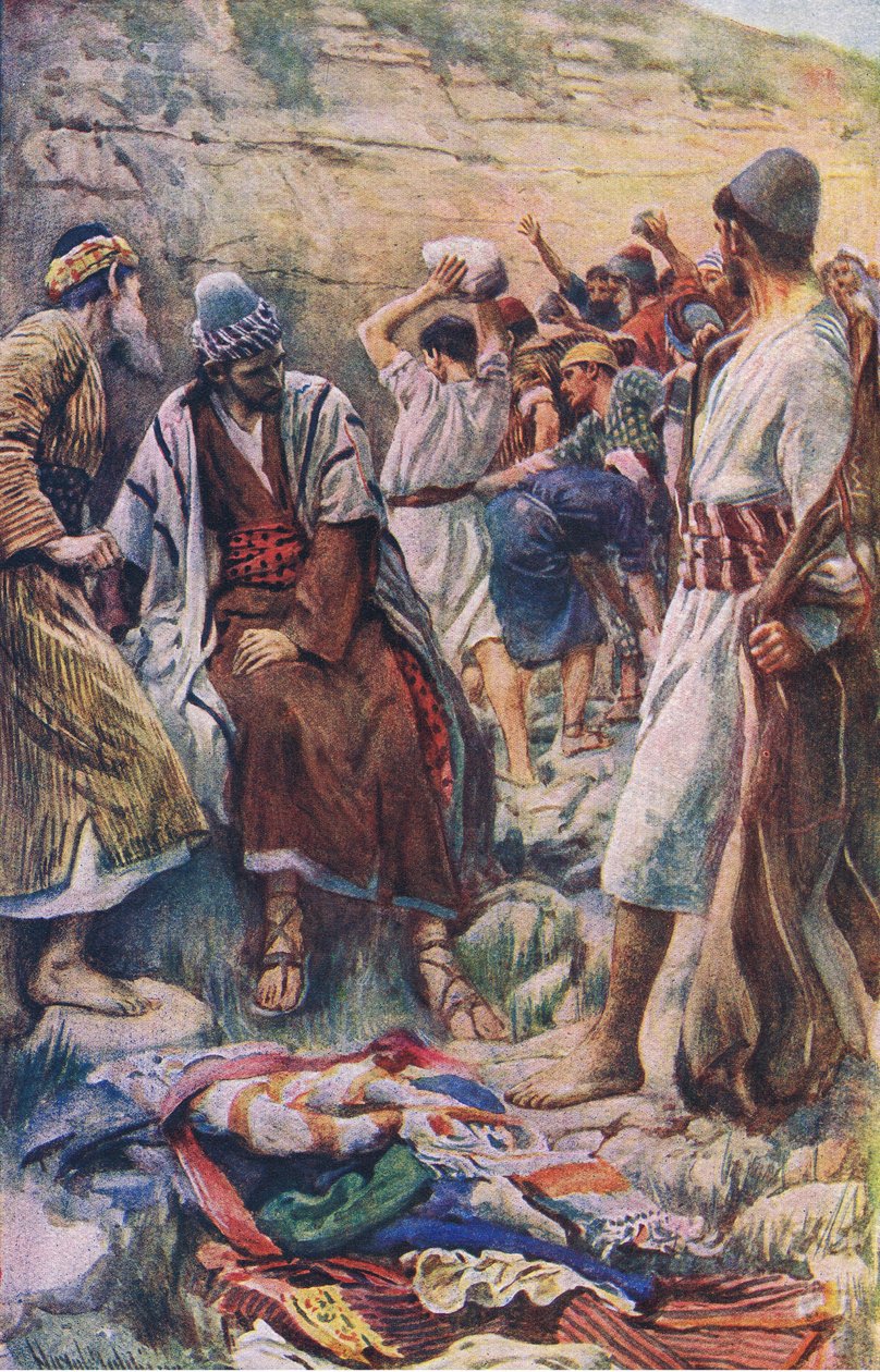 وفاة ستيفن ، رسم توضيحي من Harold Copping Pictures: The Crown Series ، c.1920s بواسطة هارولد كبينج