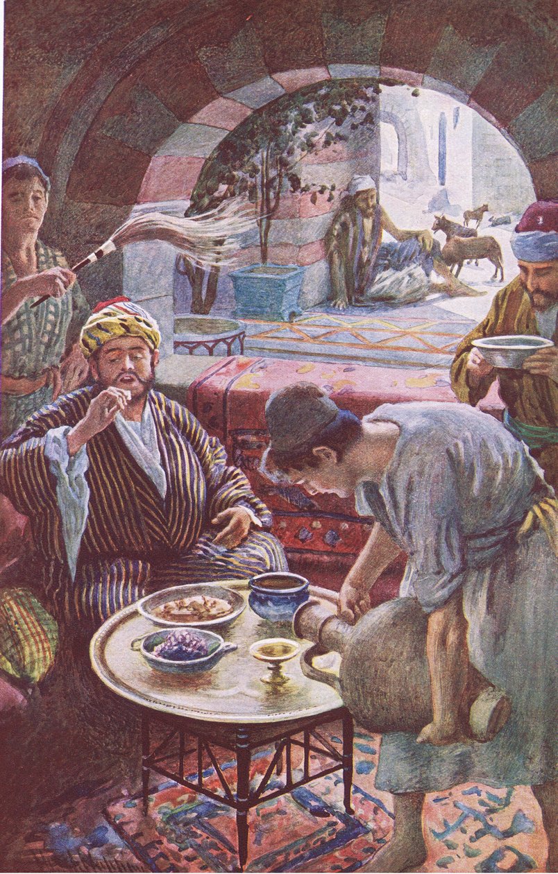 الرجل الغني ولعازر ، توضيح من هارولد كوبينغ بيكتشرز: سلسلة التاج ، حوالي 1920s بواسطة هارولد كبينج