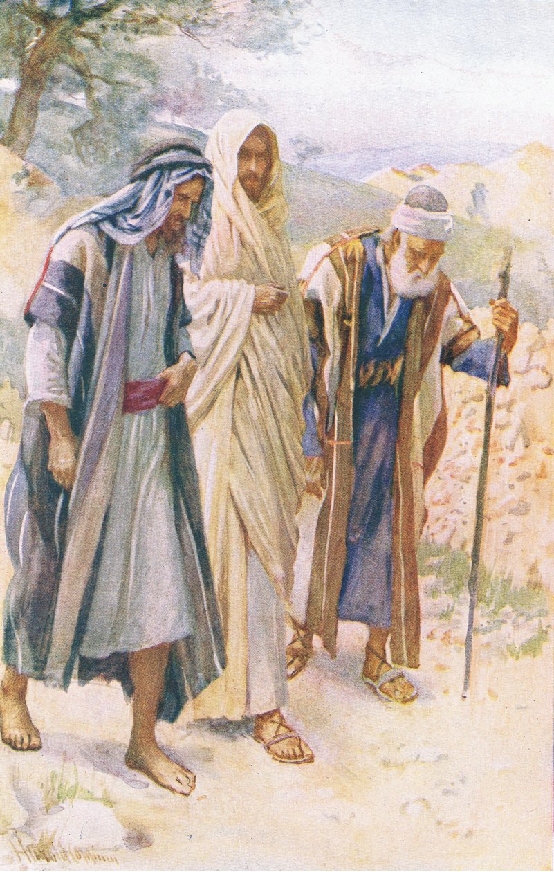المشي إلى Emmaus ، توضيح من Harold Copping Pictures: The Crown Series ، c.1920s بواسطة هارولد كبينج