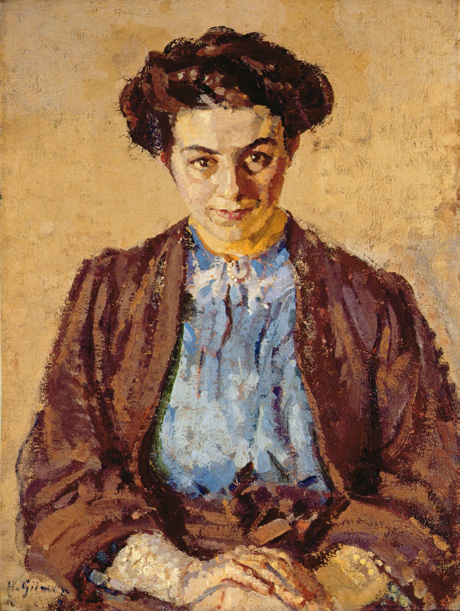 البلوزة الزرقاء ، صورة إلين زومبوليدس (1880-1958) (زيت على قماش) بواسطة هارولد جيلمان