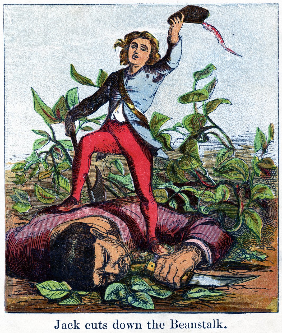 جاك يقطع شجرة الفاصولياء ، 1867 (chromolitho) بواسطة هاريسون ويليام وير