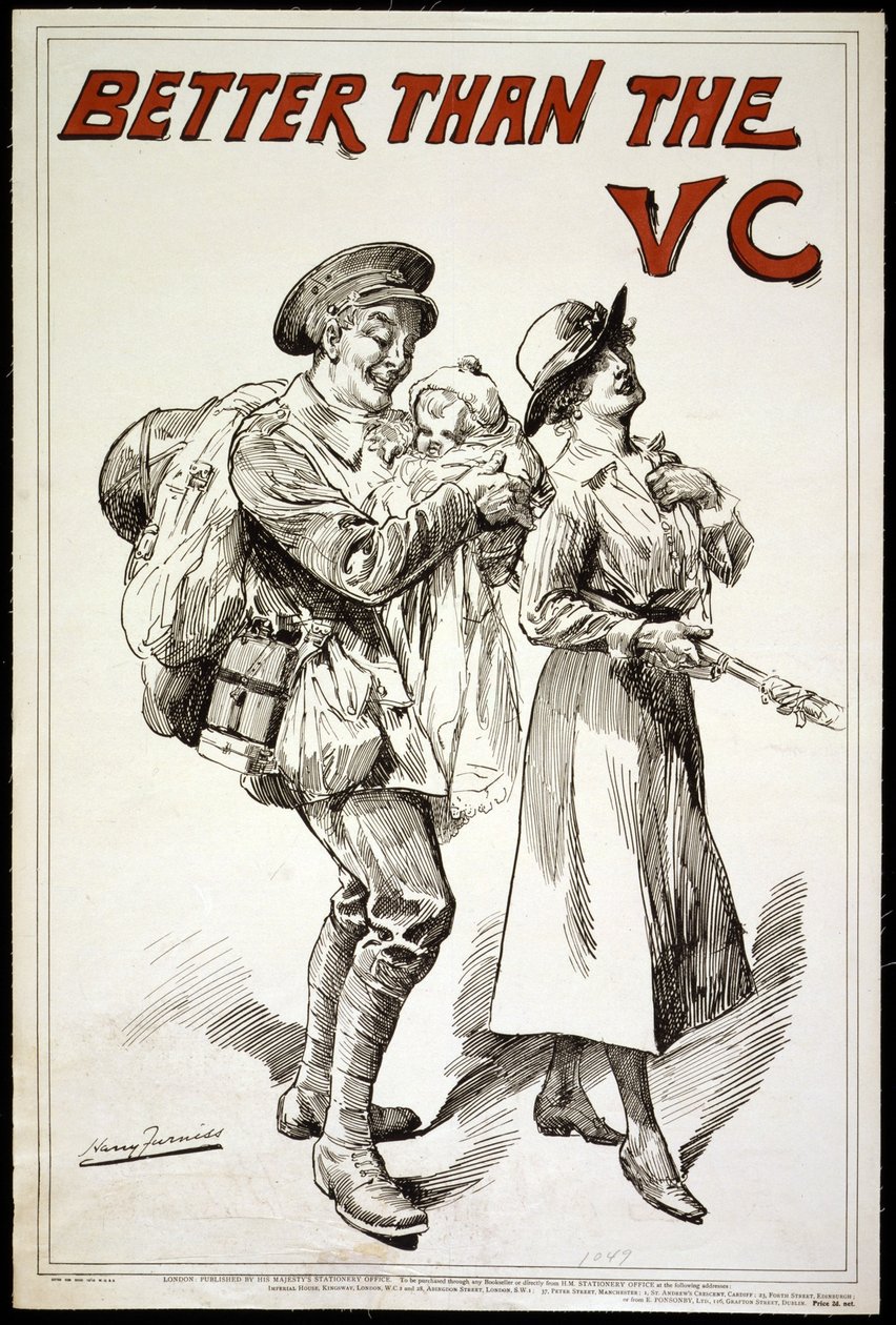 أفضل من VC. (أي فيكتوريا كروس) - ملصق يظهر جنديًا يحمل طفلًا ، وهو يتبع زوجته بواسطة هاري فورنيس