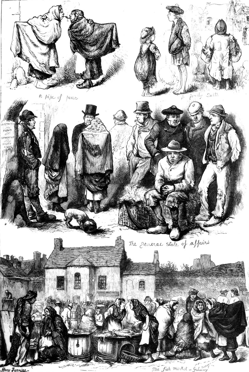 اسكتشات في جالواي ، رسم توضيحي من "أخبار لندن المصورة" ، 1880 بواسطة هاري فورنيس