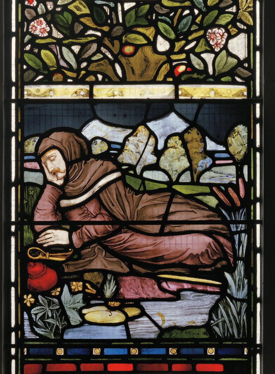 The Poet Langland Asleep ، بيرس بلومان ، 1873 (زجاج ملون) بواسطة هاري بورو
