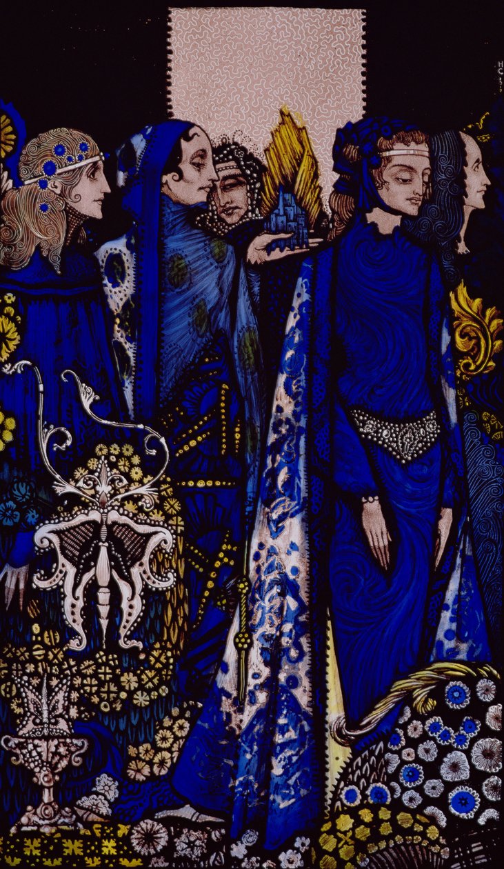 Etain ، Helen ، Maeve and Fand ، Golden Deirdre&39;s Tender Hand Illustration بواسطة Harry Clarke من &39;Queens&39; بواسطة JM Synge pub. 1909 بواسطة هاري كلارك