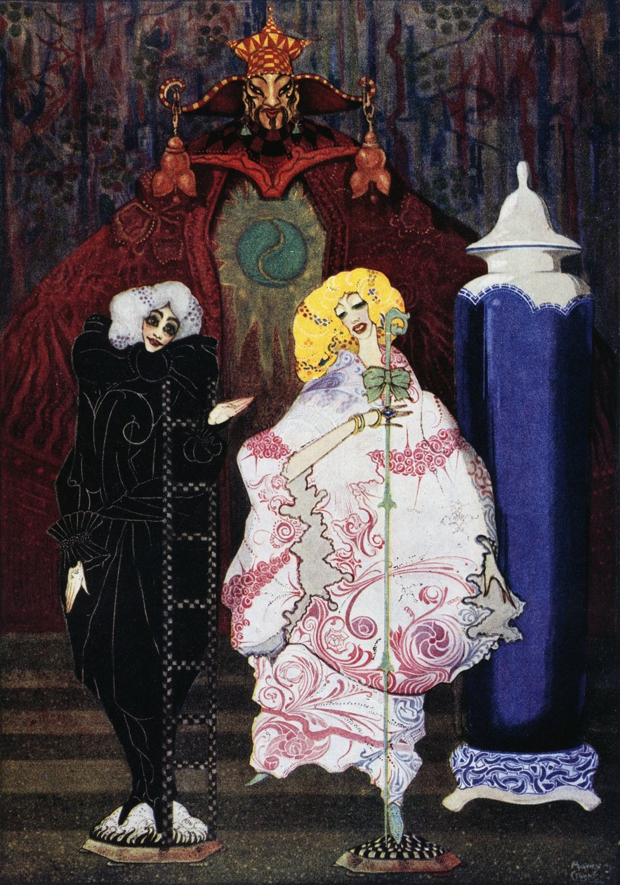 الراعية والمدخنة ، قصة خرافية لهانس كريستيان أندرسن (1805-1875) ، رسم توضيحي لهاري كلارك (1890-1931) بواسطة هاري كلارك