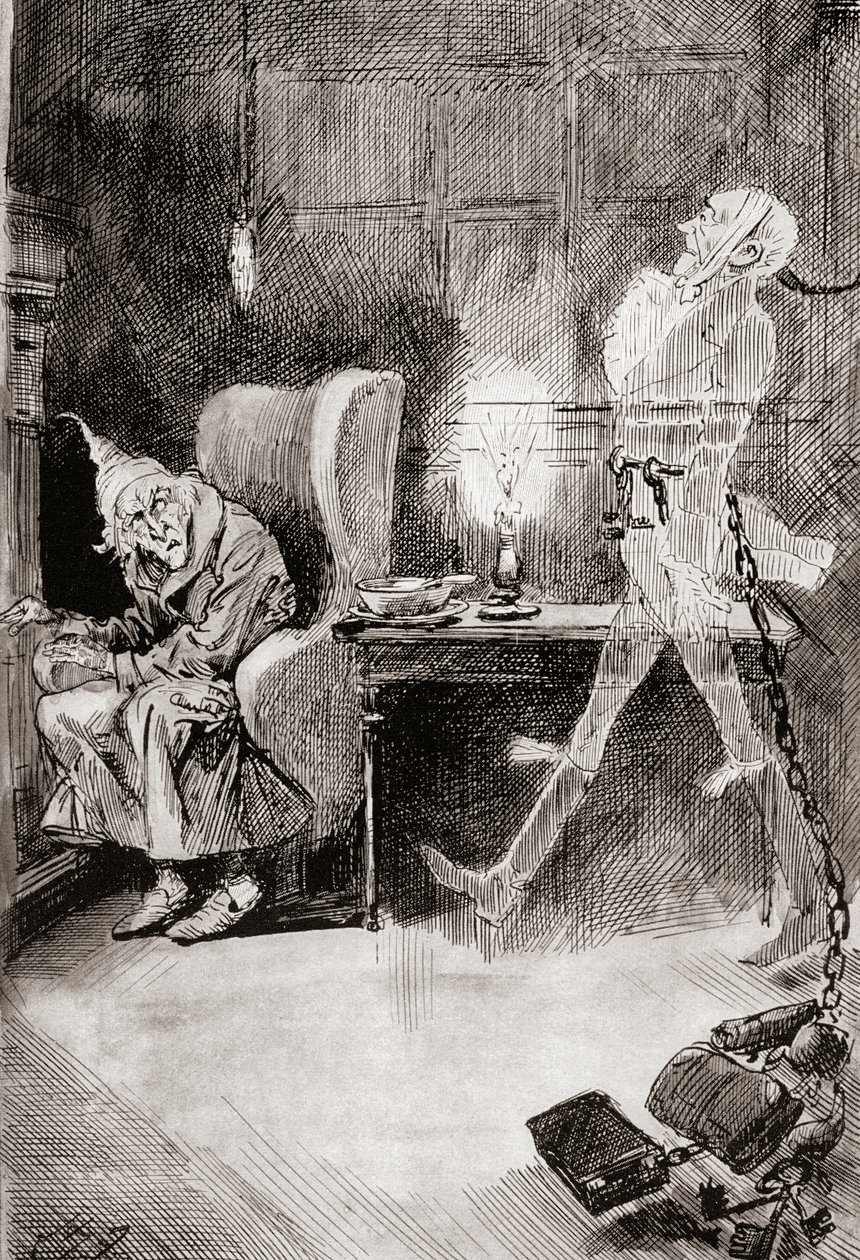 رسم توضيحي لترنيمة عيد الميلاد من كتب عيد الميلاد من تأليف تشارلز ديكنز بواسطة هاري فورنيس