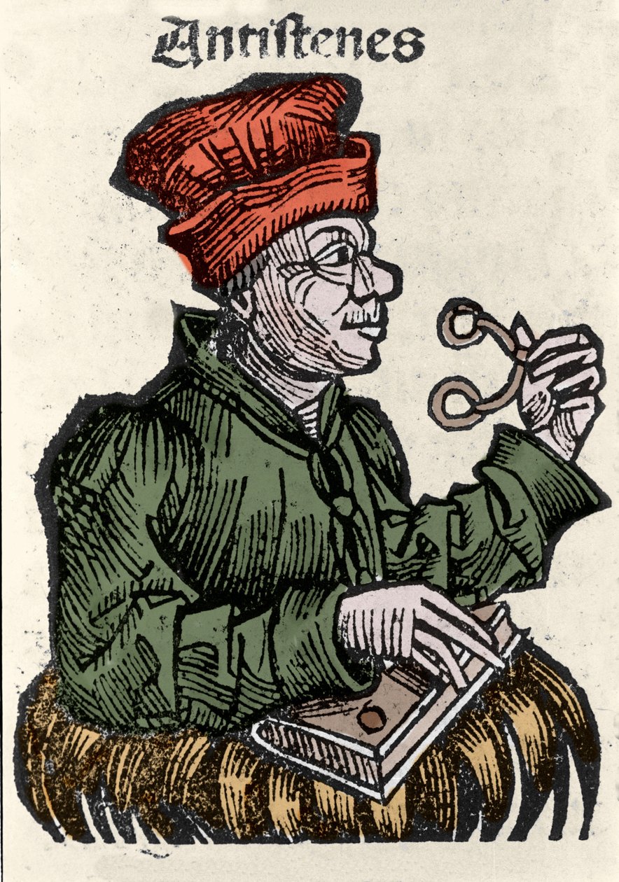 الفيلسوف اليوناني Antisthene (444-365 قبل الميلاد). Xylography of "" Chronicles of Nuremberg "" بقلم هارتمان شيدل بواسطة هارتمان شيدل