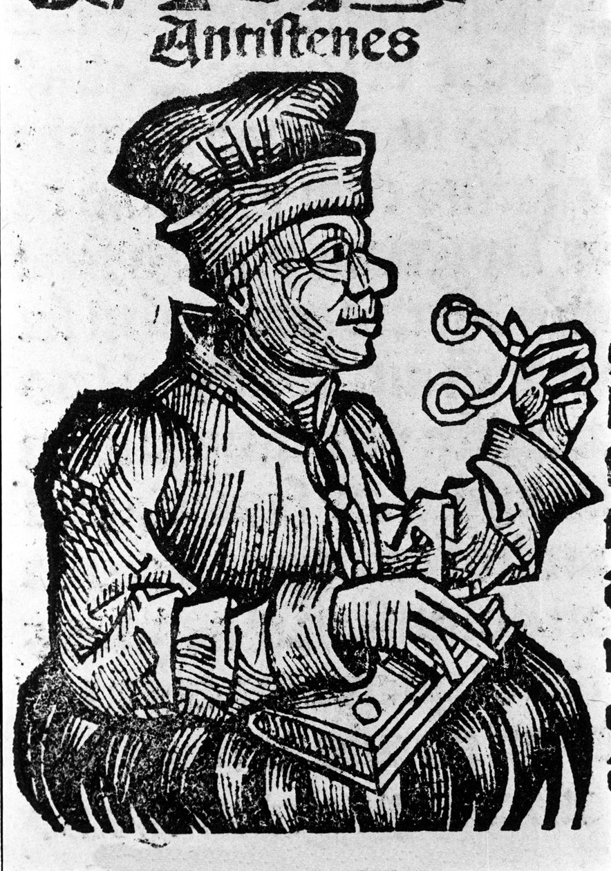 الفيلسوف اليوناني Antisthene (444-365 قبل الميلاد). Xylography of "" Chronicles of Nuremberg "" بقلم هارتمان شيدل بواسطة هارتمان شيدل