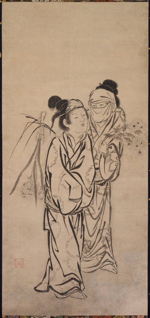 زوجان ، أواخر القرن السادس عشر. بواسطة Hasegawa Soen