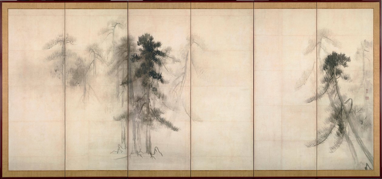 "" الصنوبر "" حبر على ورق بقلم Tohaku Hasegawa (1539-1610) القرن السادس عشر قاتمة 156x356 سم اليابان متحف طوكيو الوطني بواسطة هاسيغاوا تهاكو