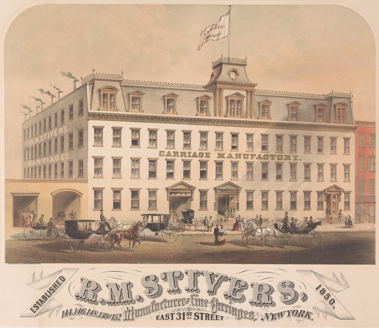 RM Stivers ، مصنعو العربات الجميلة ، 146-152 East 31st Street ، نيويورك ، 1872-73. بواسطة هاتش وشركاه.