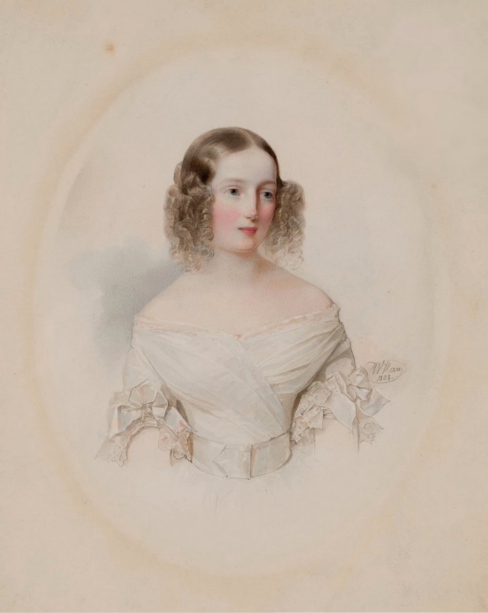 صورة لدوقة Grand Duchess Olga Nikolaevna من روسيا 1822-1892 ، ملكة Württemberg ، 1838 بواسطة هاو