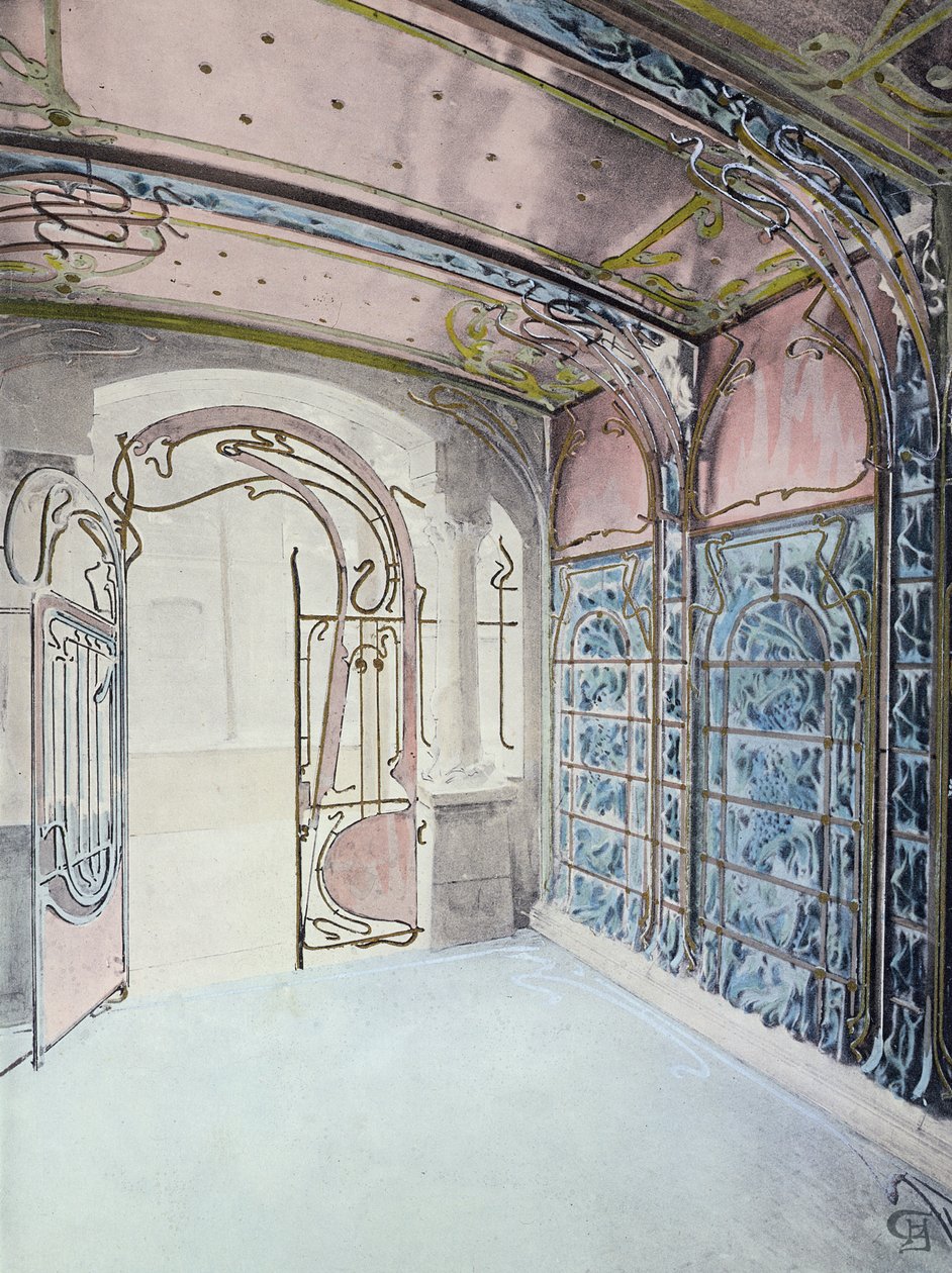 قاعة مدخل "Castel-Beranger" ، رسم توضيحي من كتاب لهكتور هيكتور غيمارد (1867-1942) بواسطة هيكتور غيمارد