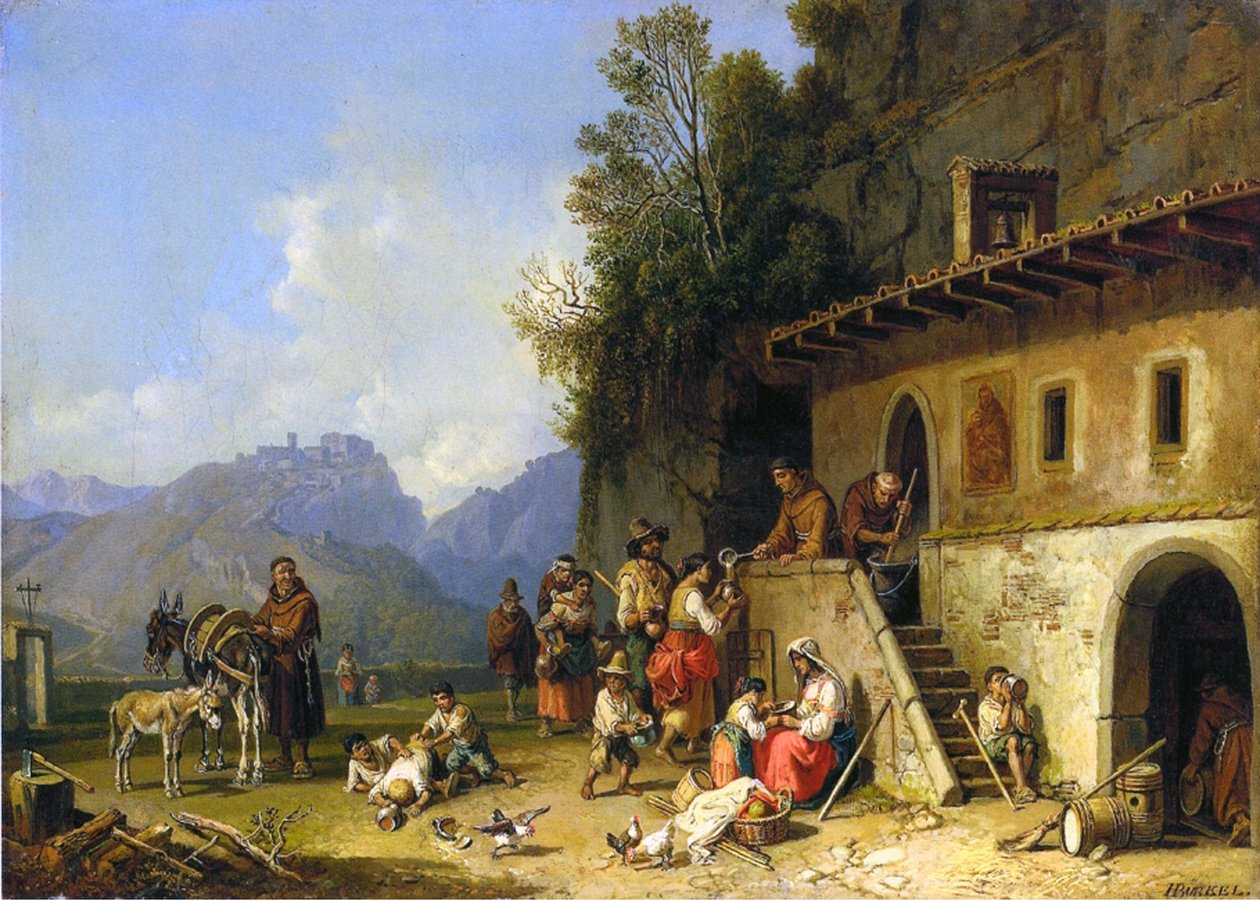 الرهبان يطعمون الفقراء ، إيطاليا ، 1864-1865 بواسطة هاينريش بيركل