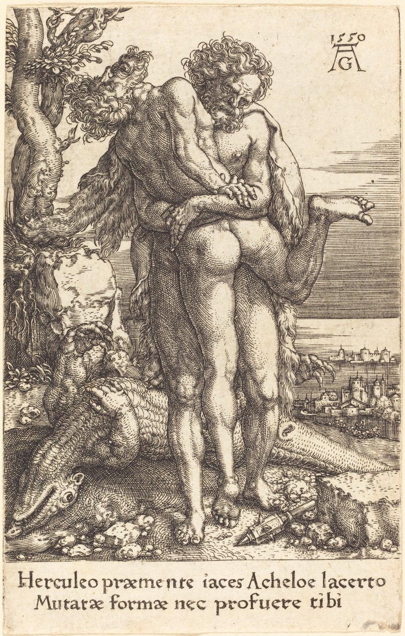 هرقل يقاتل Rivergod Achelus 1550. بواسطة هاينريش ألدغريفير