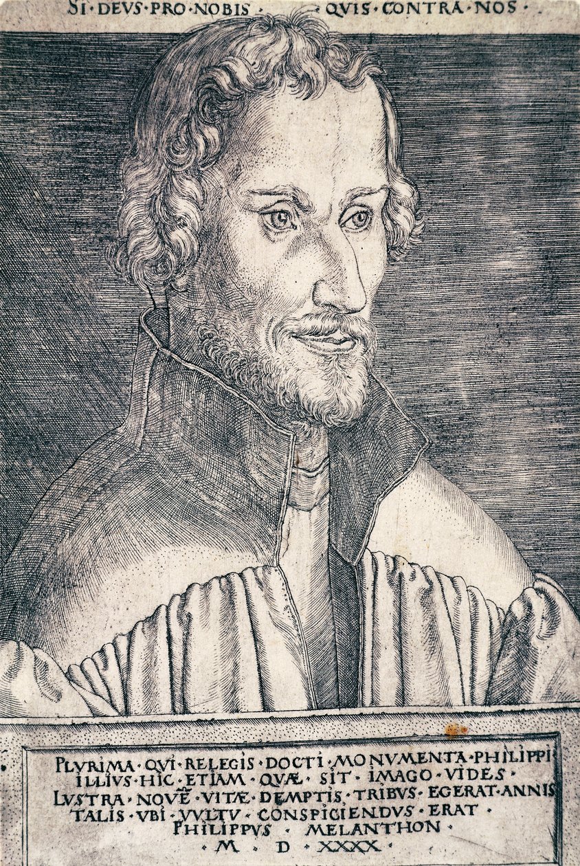 صورة لفيليب ميلانشثون أو فيليب شوارزرد (1497-1560) ، عالم إنساني ولاهوتي ألماني ، نقش بواسطة هاينريش ألدجريفير (1502 - 1561) بواسطة هاينريش ألدغريفير