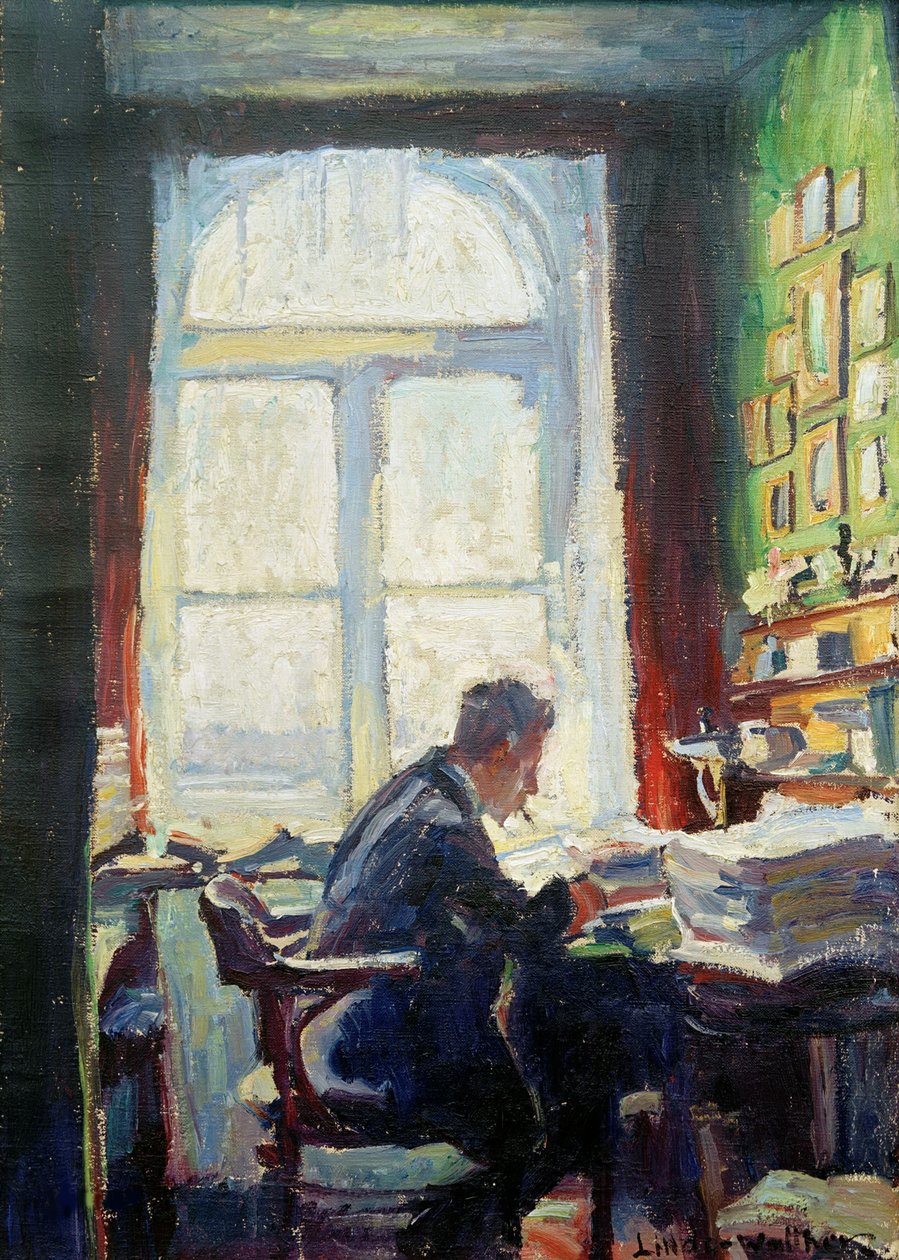 الشاعر قيصر فليشلن على المكتب عام 1912. بواسطة هاينريش إدوارد ليندي فالتر