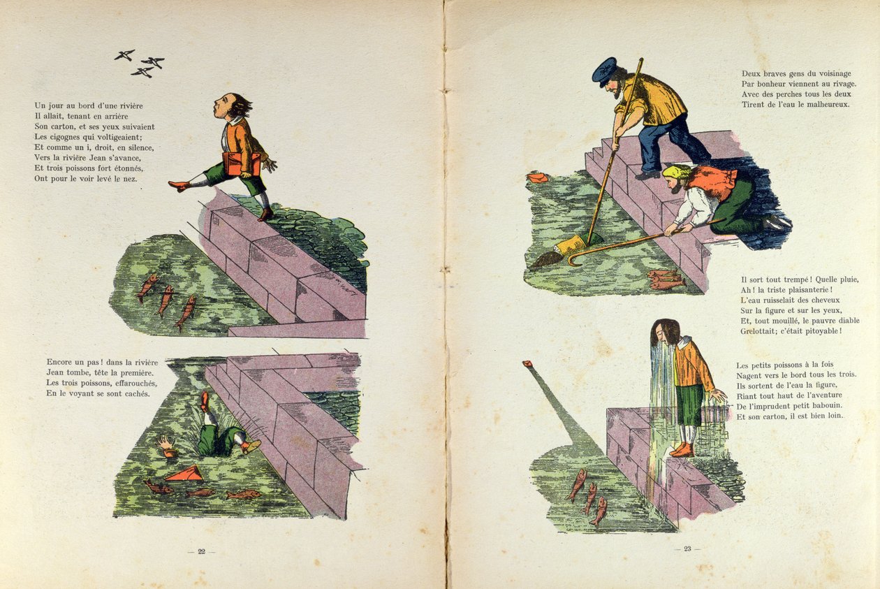 "L&39;Histoire de Jean le Nez-en-l&39;Air" ، توضيح من ترجمة Hoffmann &39;Struwelpeter&39; التي كتبها Trim (Louis Gustave Ratisbonne، 1827-1900) ، c.1850 بواسطة هاينريش هوفمان