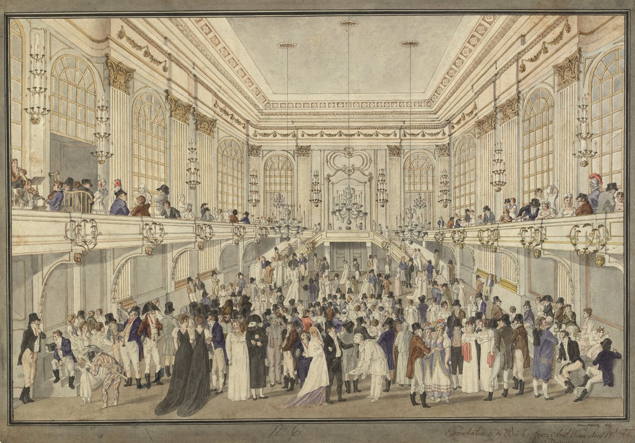 الكرة المقنعة في Redoutensaal في فيينا هوفبورغ ، ج. 1815. بواسطة هاينريش جوزيف شوتز