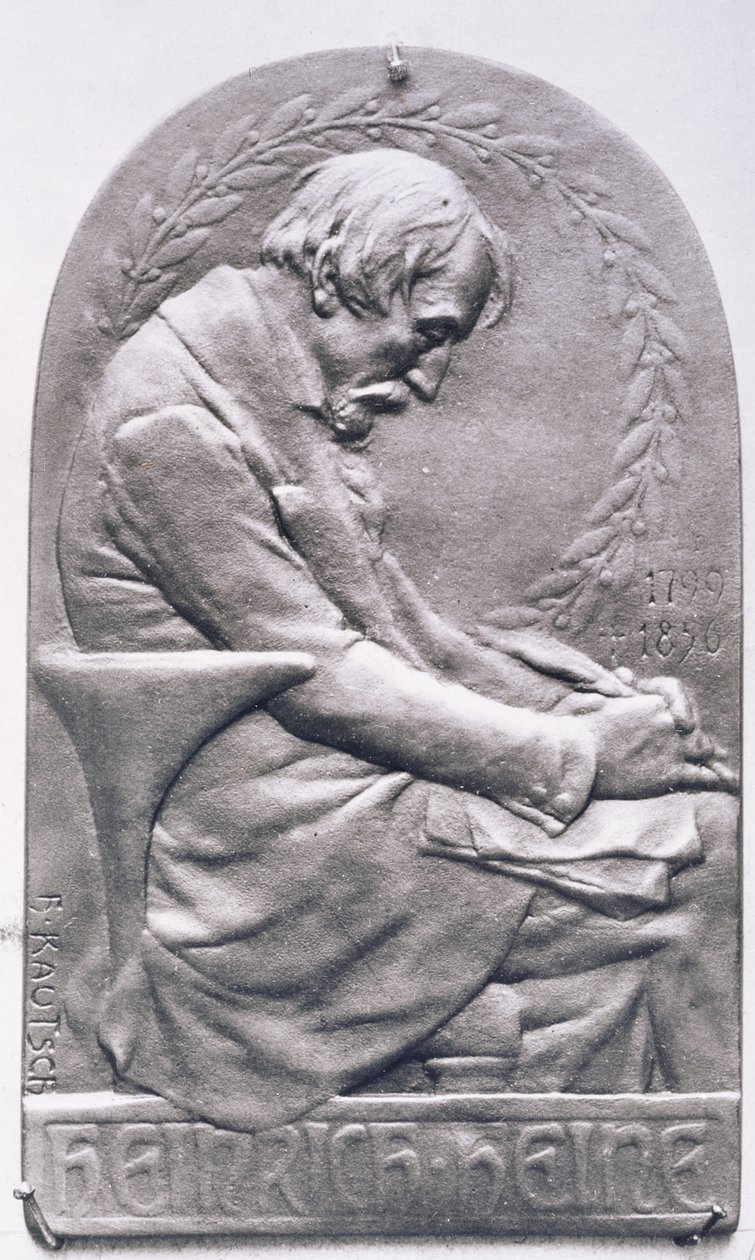 ميدالية بورتريه لهينريش هاينه (1797-1856) (برونزية) (صور من وزن الجسم) بواسطة هاينريش كاوتش