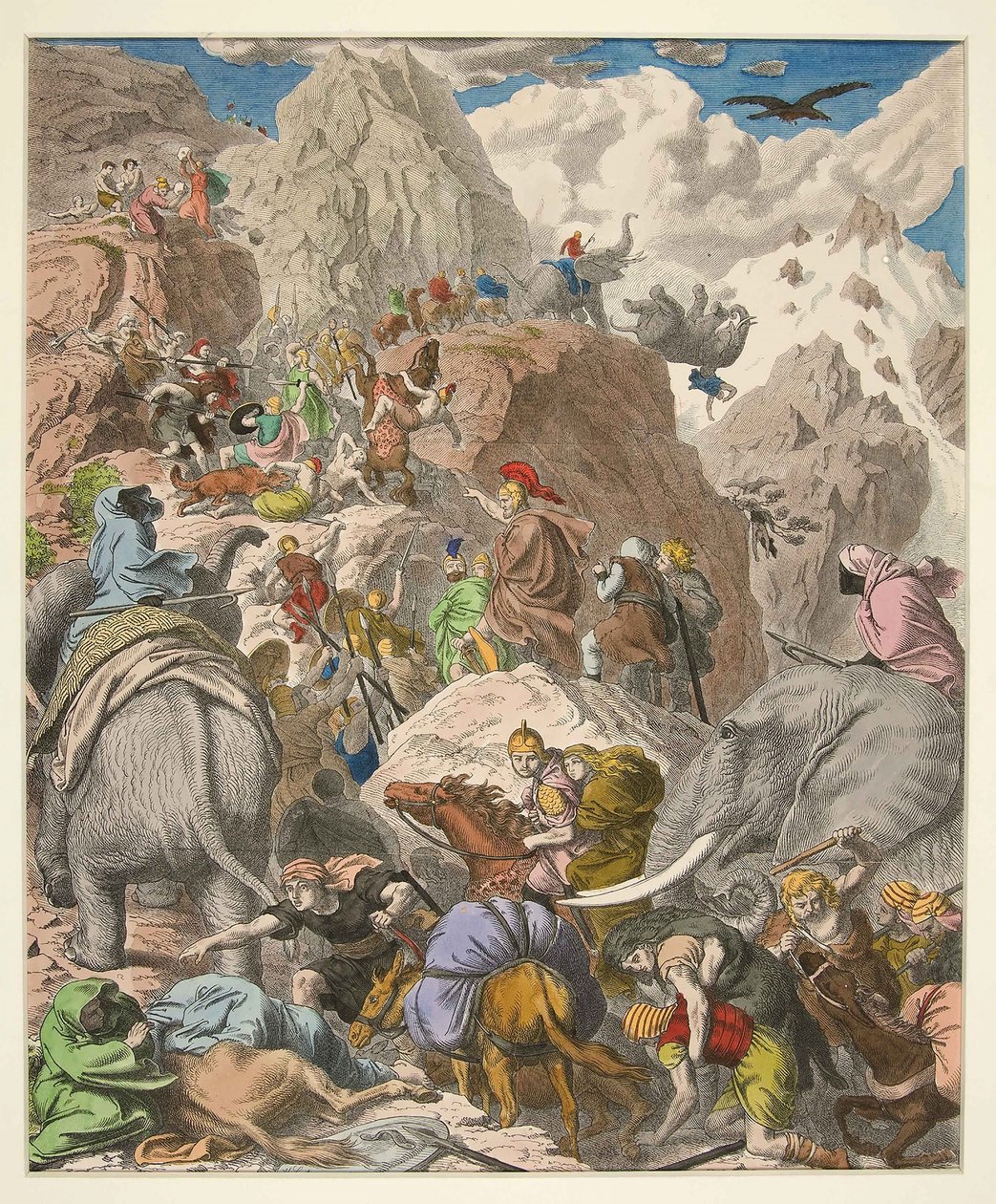 هانيبال عبور جبال الألب ، حانة. 1866 (نقش يدوي) بواسطة هاينريش لوتيمان