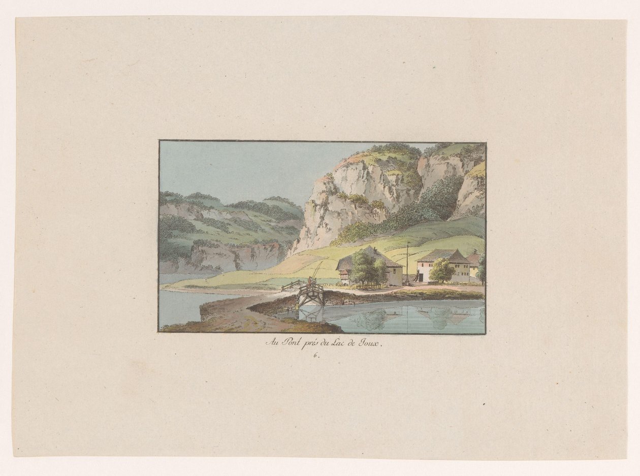 منظر لـ Le Pont بالقرب من Lac de Joux Au Pont prés du Lac de Joux (العنوان على الكائن) مشاهد من سويسرا (عنوان المسلسل) Collection de quelques vues dessinées en Suisse d