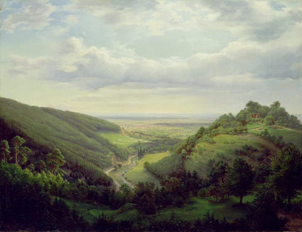 منظر من قلعة Heilenberg في Jugenheim على نهر الراين ، 1846 بواسطة هاينريش شيلباخ