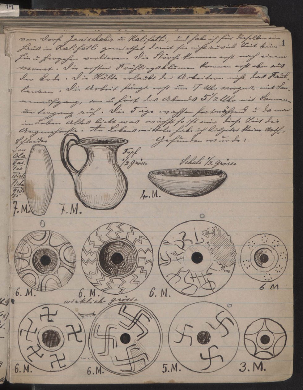 تحتوي مذكرات Schliemanns على رسومات تخطيطية للاكتشافات ، 1873 بواسطة هاينريش شليمان