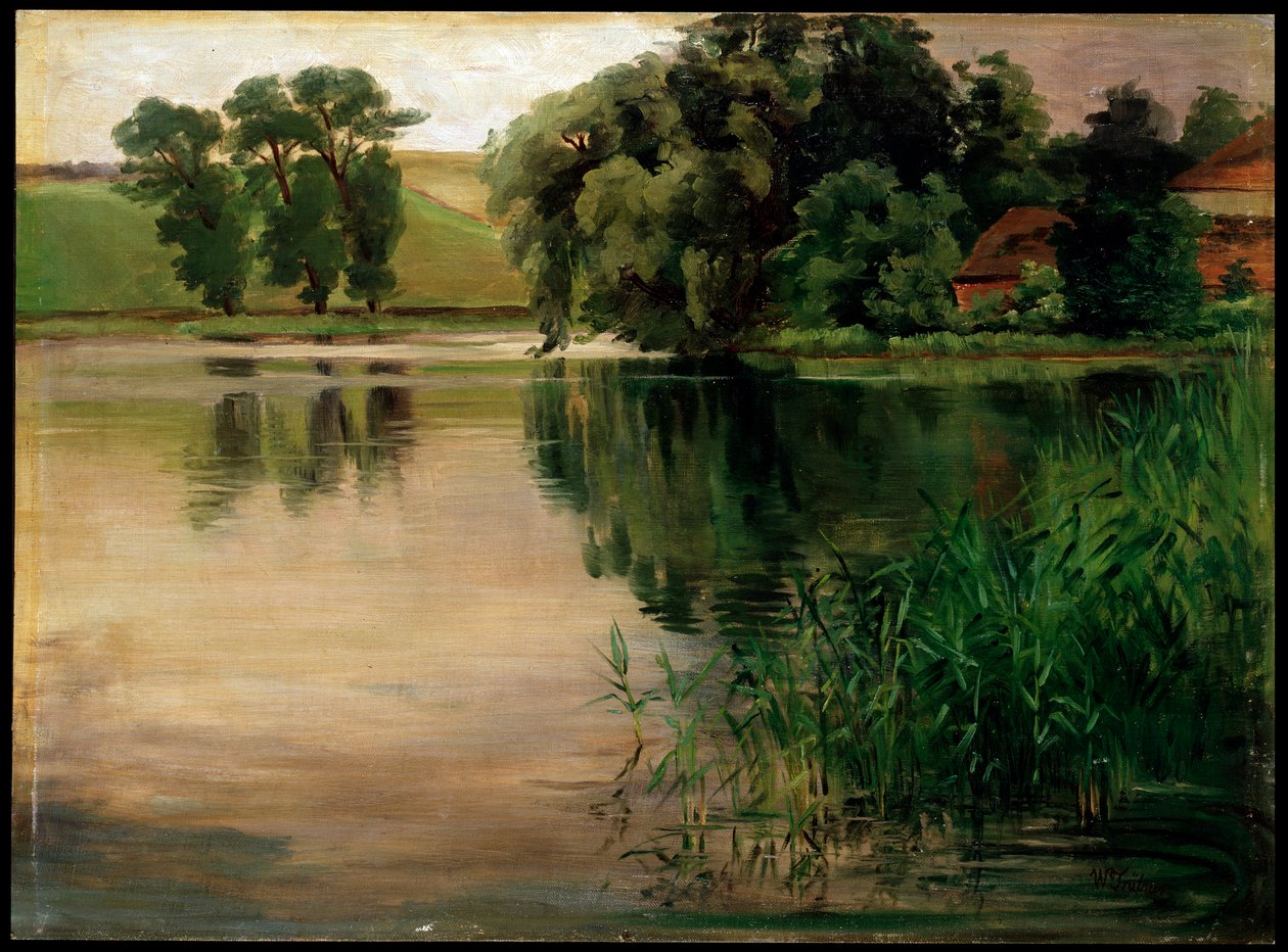 "At a Pond" ، ١٨٧٠-١٩٠٠٠. اللوحة الألمانية بواسطة هاينريش فيلهلم تروبنر