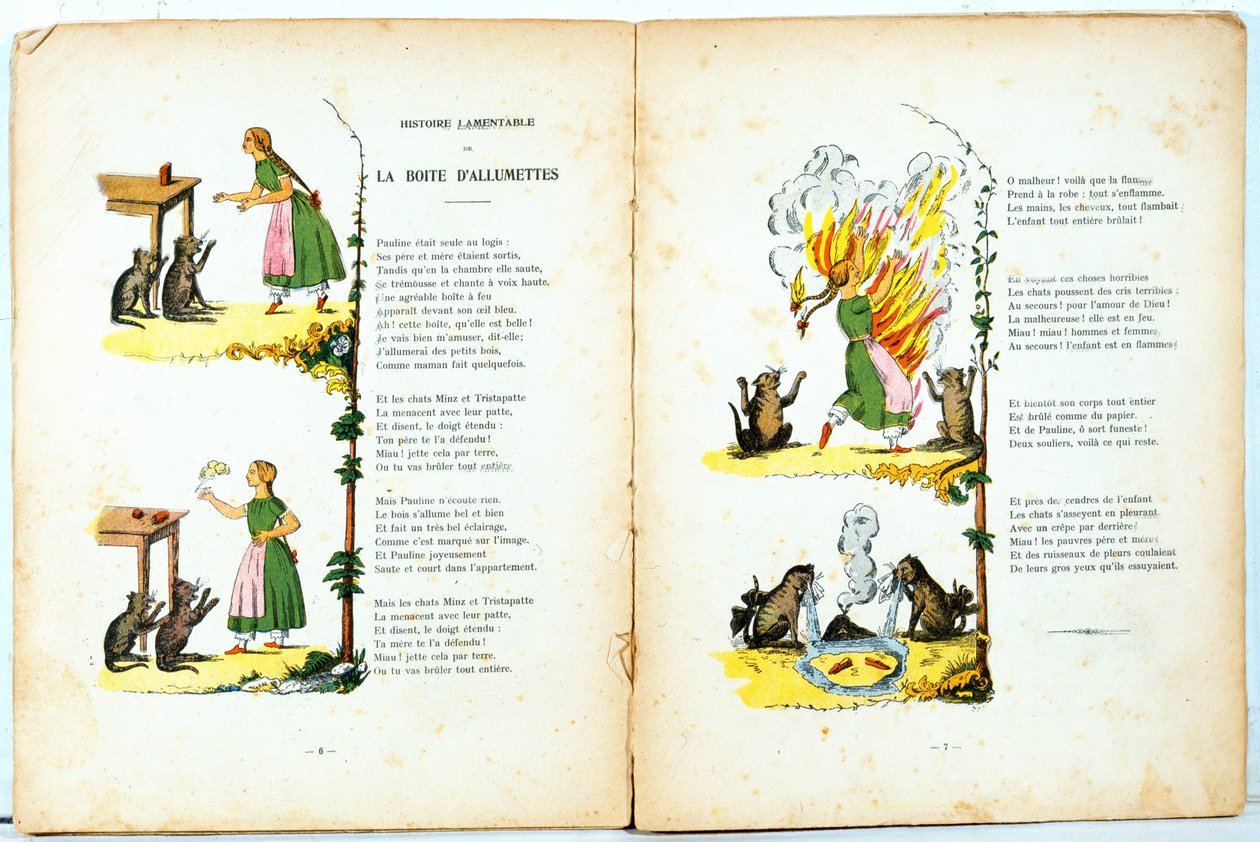 Lhistoire Lamentable de la Boite dallumettes ، توضيح من الترجمة الفرنسية لهوفمانز ستروفويلتر التي كتبها تريم (لويس غوستاف راتيسبون ، 1827-1900) ، c.1850 بواسطة هاينريش هوفمان